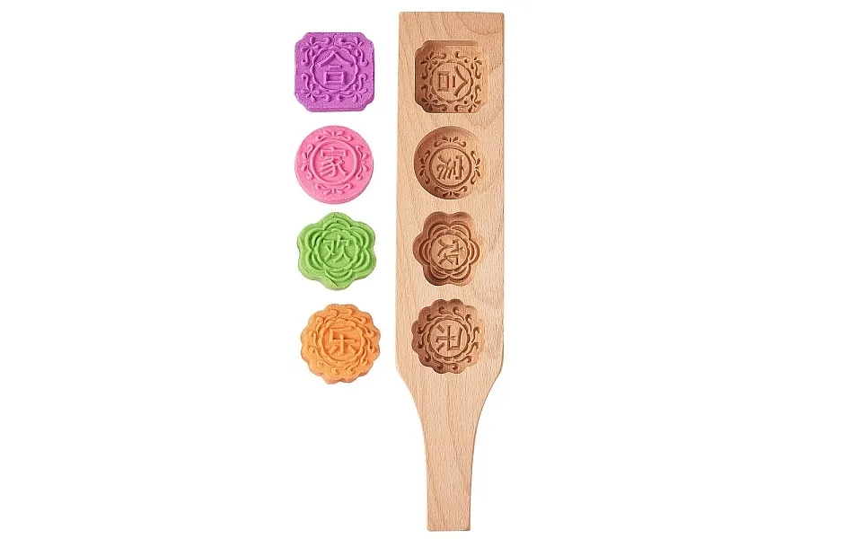 Flat Round & Square & Flower Wooden Press Mooncake Molds