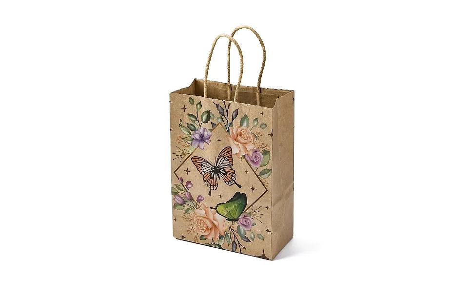 Flower Butterfly Pattern Kraft Paper Bags