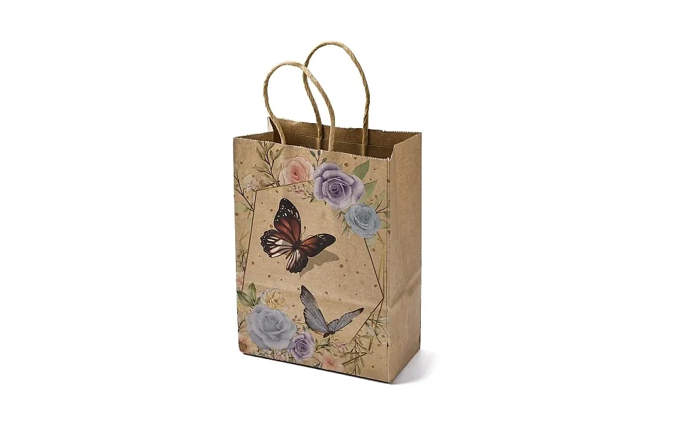 Flower Butterfly Pattern Kraft Paper Bags
