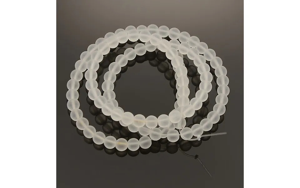 Frosted Transparent Round Glass Beads Strands