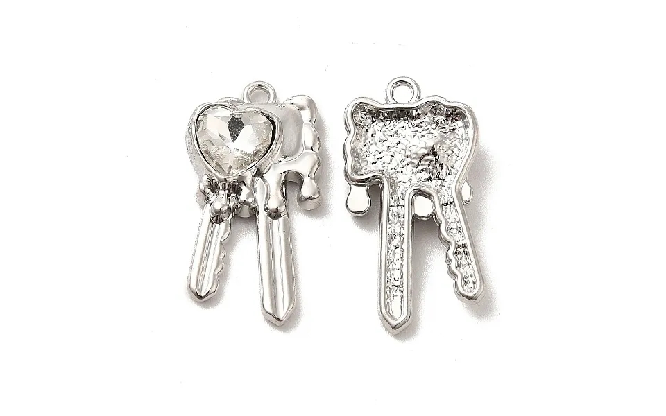 Glass Heart Key Pendants