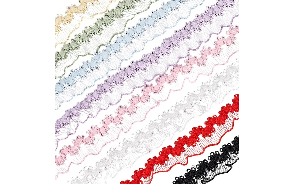 Gomakerer 32 Yards 8 Colors Nylon Crown Elastic Lace Ribbon