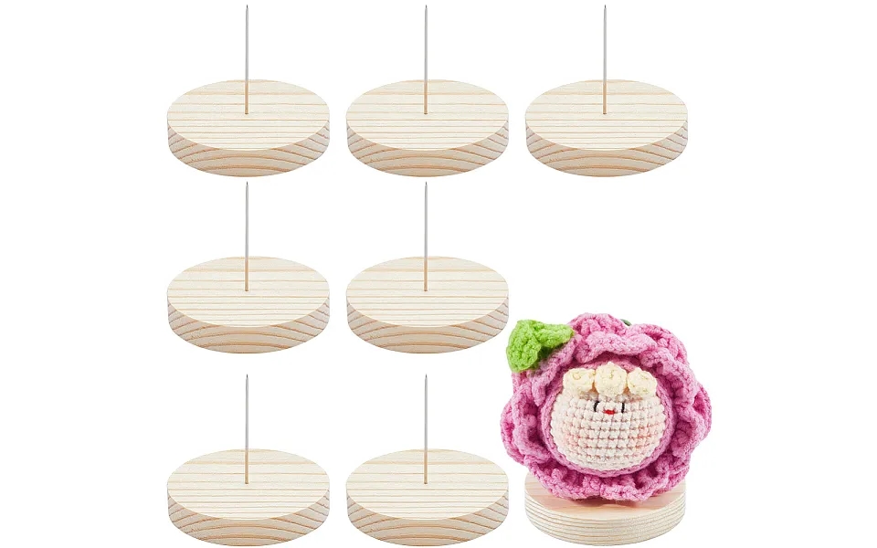 Gorgecraft 8pcs Wood Crochet Doll Base Display Rack With Iron Pin