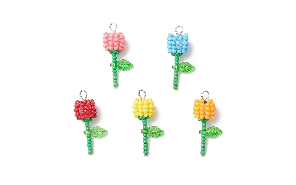 Grade A Round Glass Seed Beads Acrylic Flower Charms