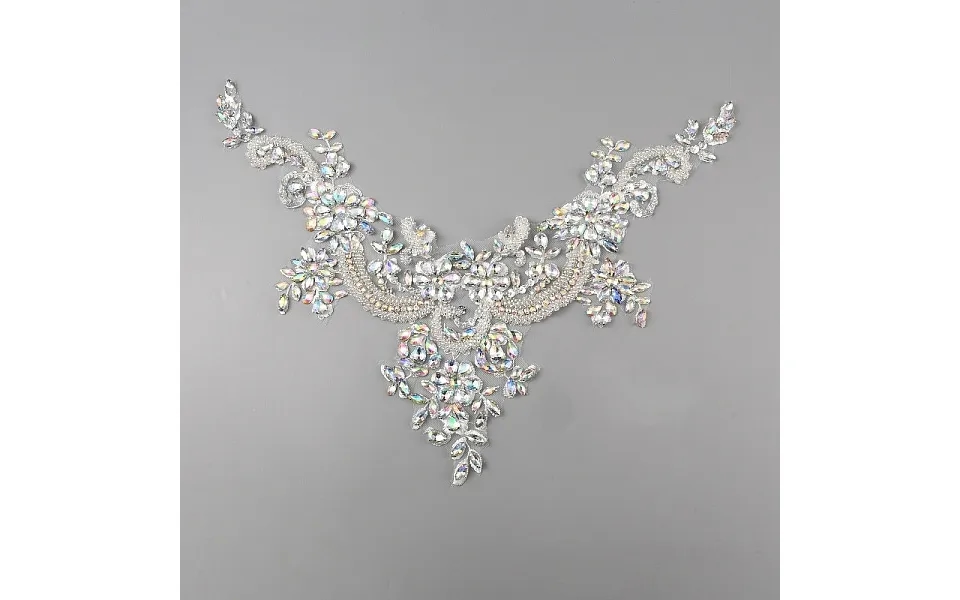 Hand Sewing Flower Pattern Rhinestone Costume Appliques