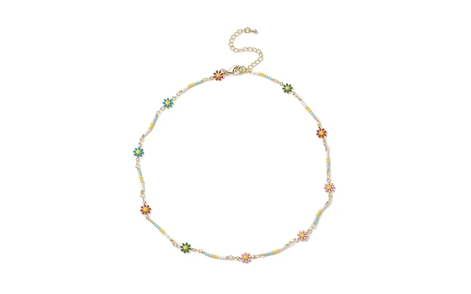 Handmade Brass Flower Link Chain Necklace For Women