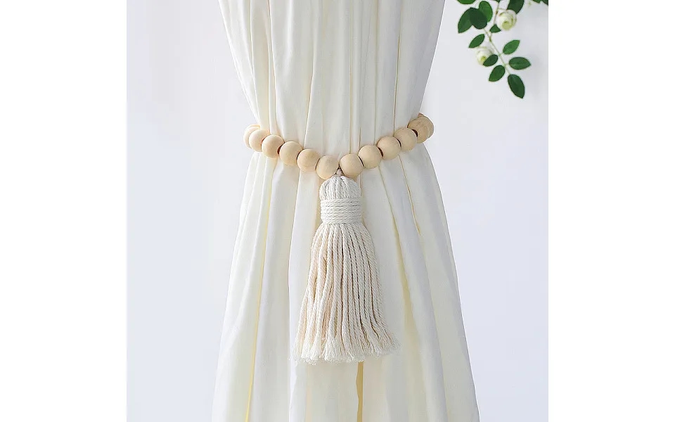 Handmade Macrame Wood Bead Curtain Tiebacks