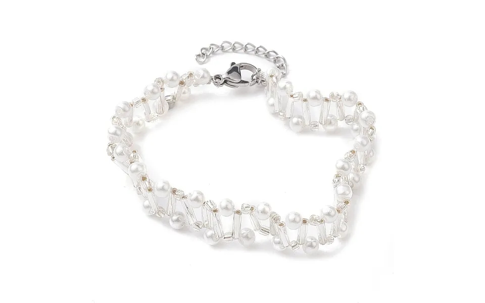 Imitated Pearl Acrylic & Glass Beaded Bracelets With 304 Stainless Steel Lobster Claw Clasps For Women