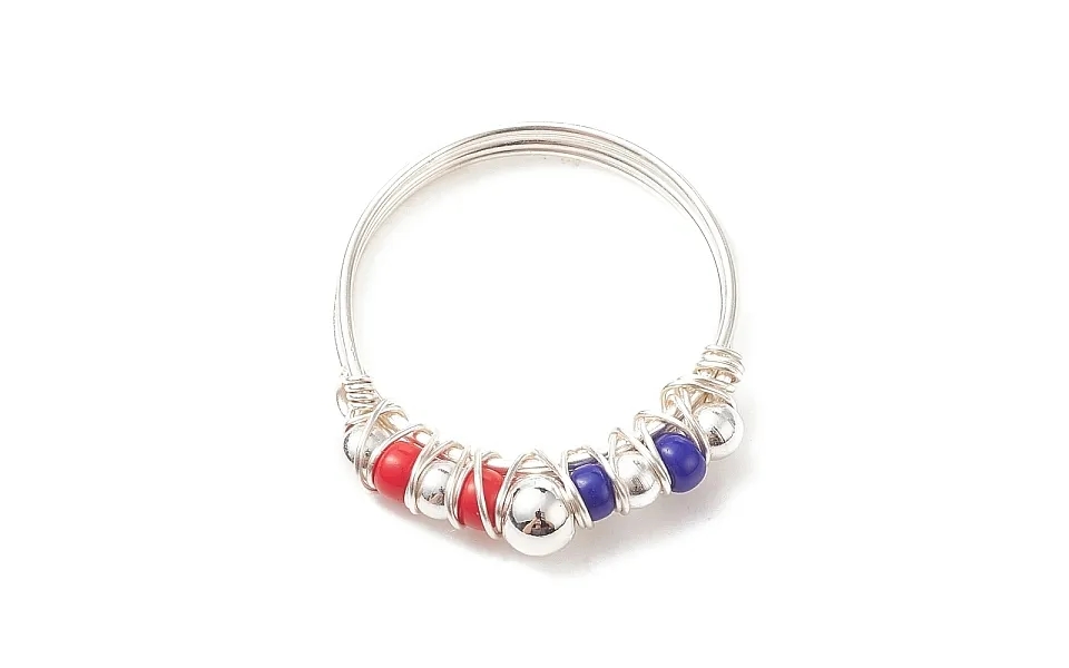 Independence Day Japanese Seed Braided Bead Finger Ring