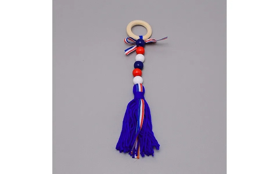 Independence Day Theme Wooden Ring & Woolen Yarn Tassels Pendant Decorations