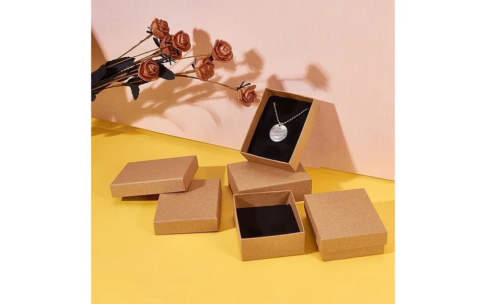 Kraft Cotton Filled Cardboard Paper Jewelry Set Boxes