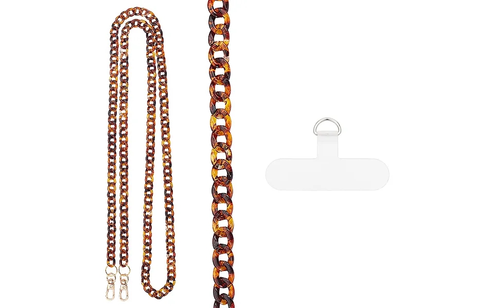 Leopard Print Acrylic Cell Phone Crossbody Curb Chain