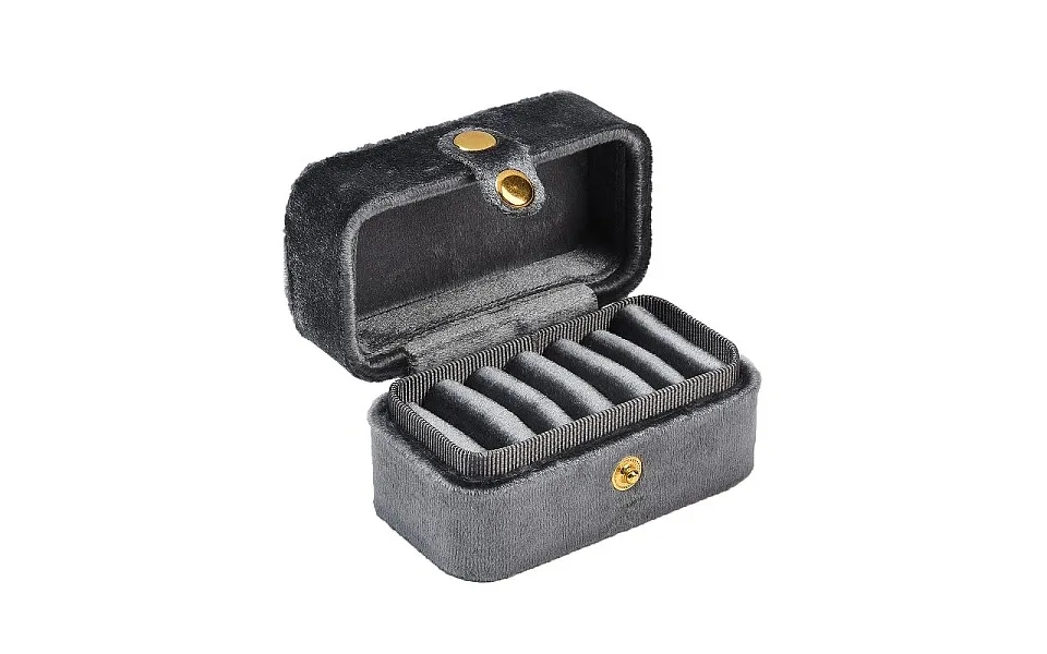 Mini Rectangle Velvet Ring Storage Boxes With Snap Buttons