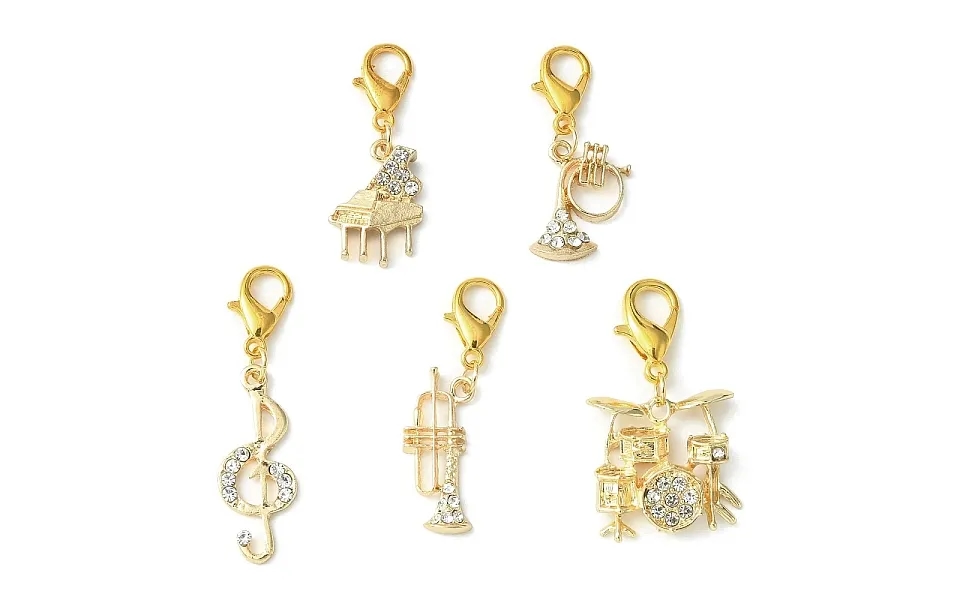 Musical Instrument & Note Alloy Rhinestone Pendants Decoraiton