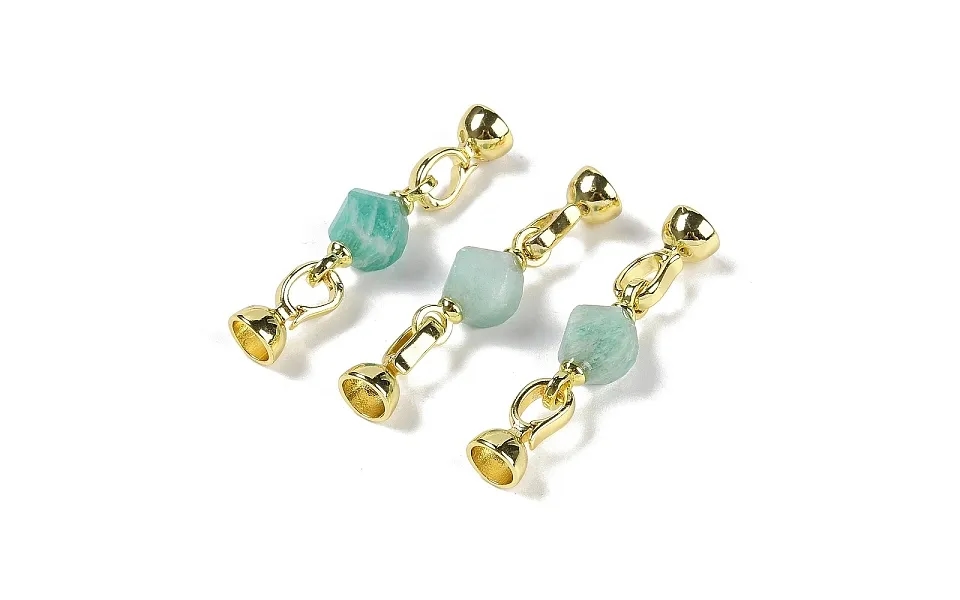 Natural Amazonite With Brass Fold Over Clasps
