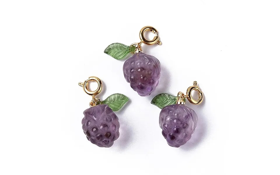Natural Amethyst Grape Spring Ring Clasp Charms