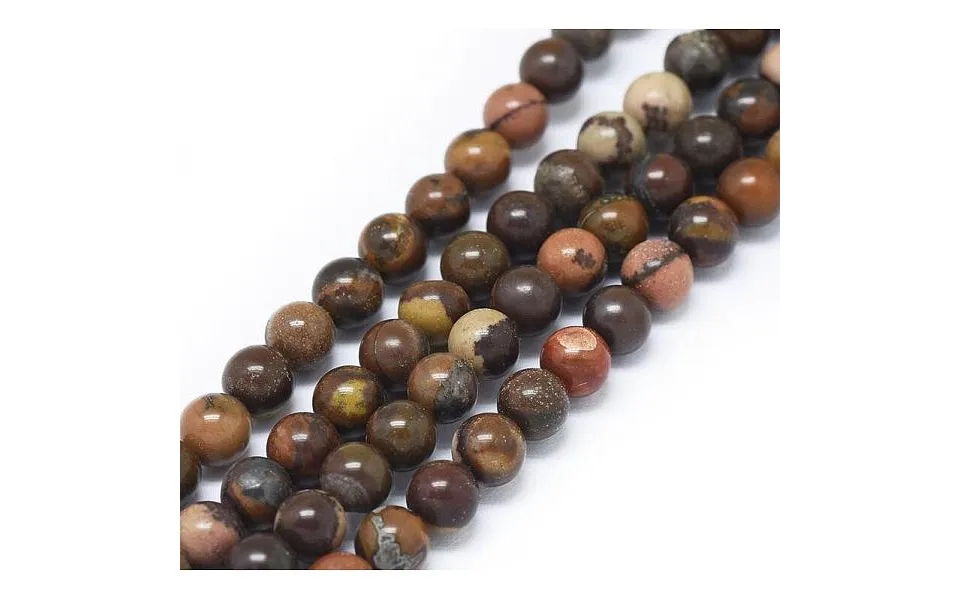 Natural Chinese Writing Stone Round Bead Strands