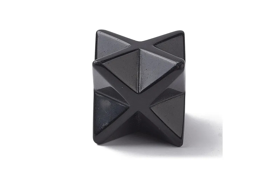 Natural Obsidian Sculpture Healing Crystal Merkaba Star Ornament