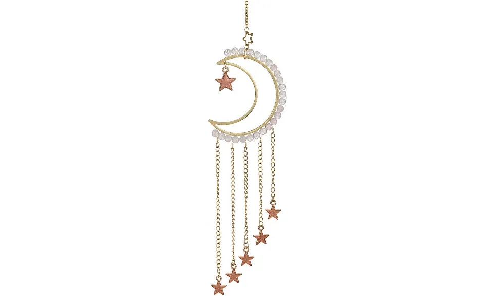 Natural Rose Quartz & Brass Moon Pendant Decorations