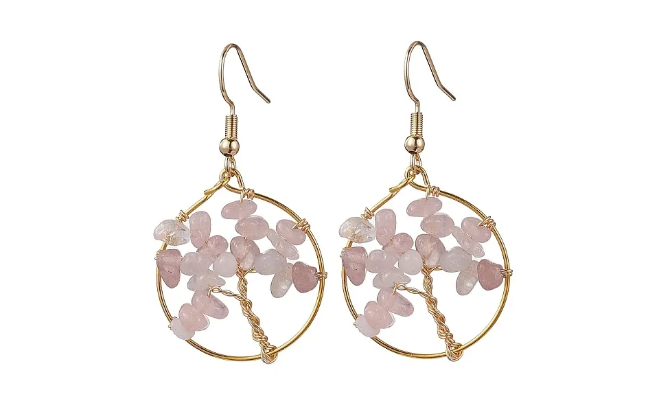 Natural Rose Quartz Chips Dangle Earrings