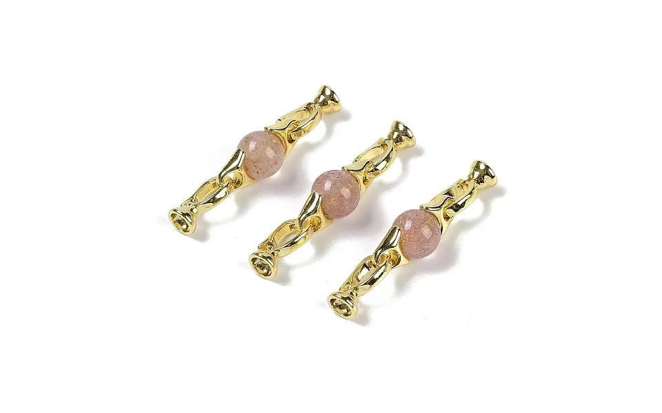 Natural Strawberry Quartz With Brass Fold Over Clasps