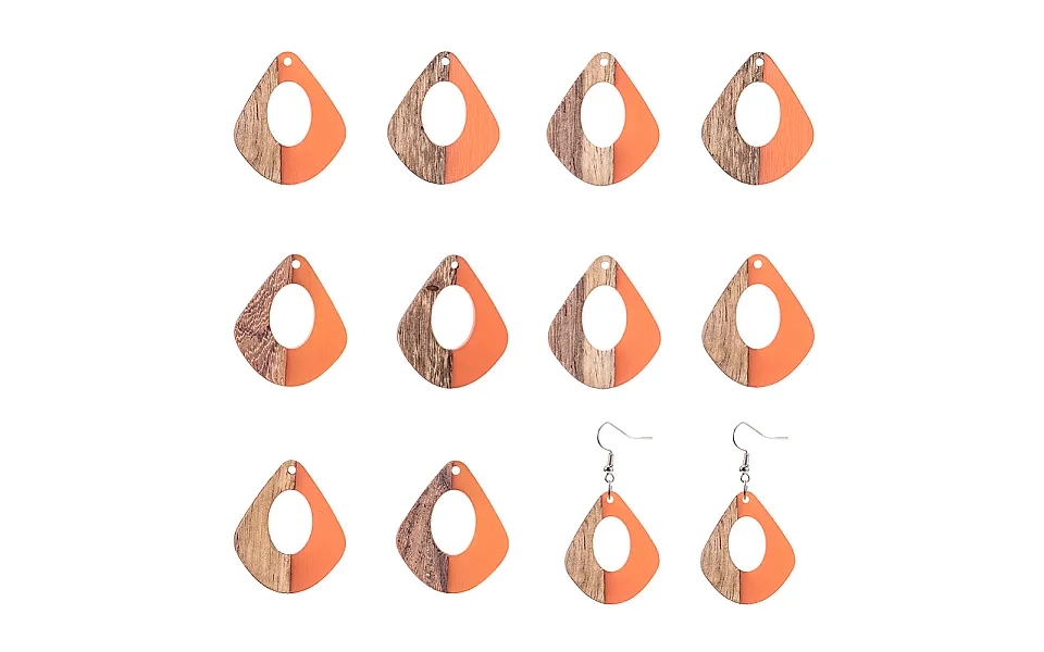 Olycraft 10pcs Resin Wooden Earring Pendants Diamond Vintage Resin Wood Statement Jewelry Findings For Necklace And Earr