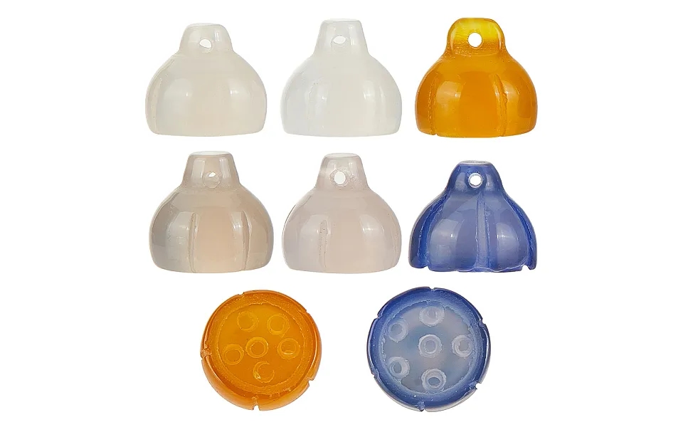 Olycraft 8pcs 4 Colors Natural Agate Lotus Pod Charms