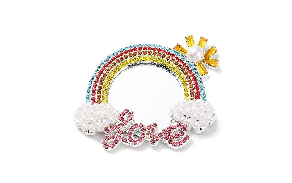 Pearl Rhinestone Rainbow Makeup Mirror