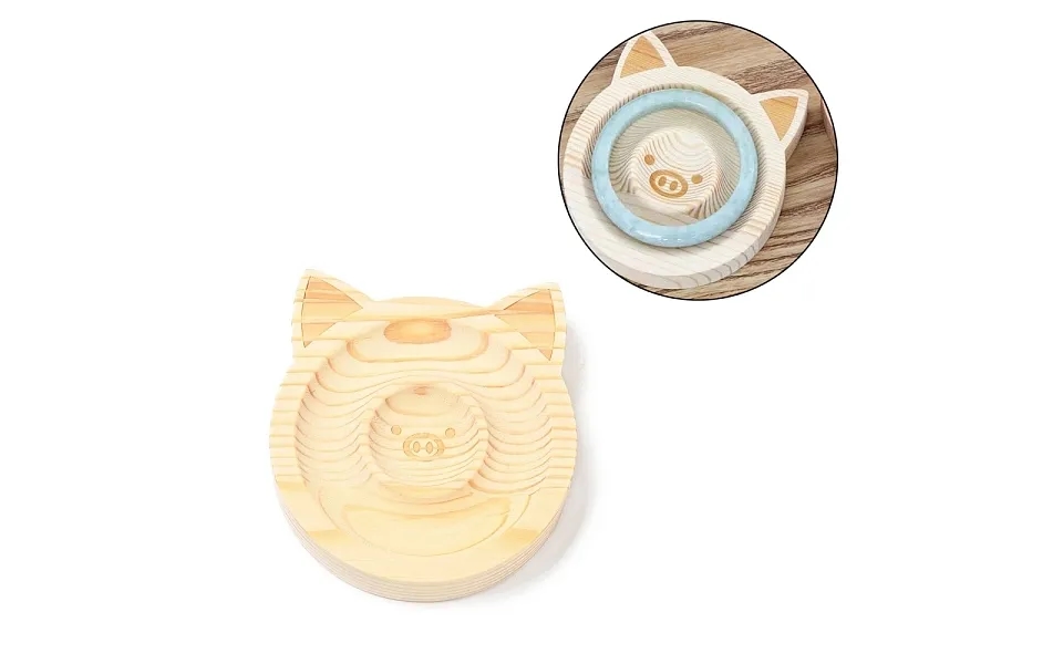 Pine Wooden Bangle Bracelet Finger Ring Diplay Holder Tray