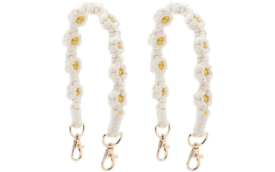 Polyester Woven Flower Wrist Strap Lanyard