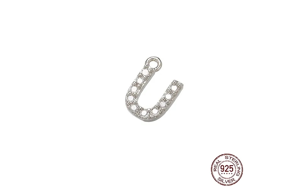 Real Platinum Plated Rhodium Plated 925 Sterling Silver Micro Pave Clear Cubic Zirconia Charms