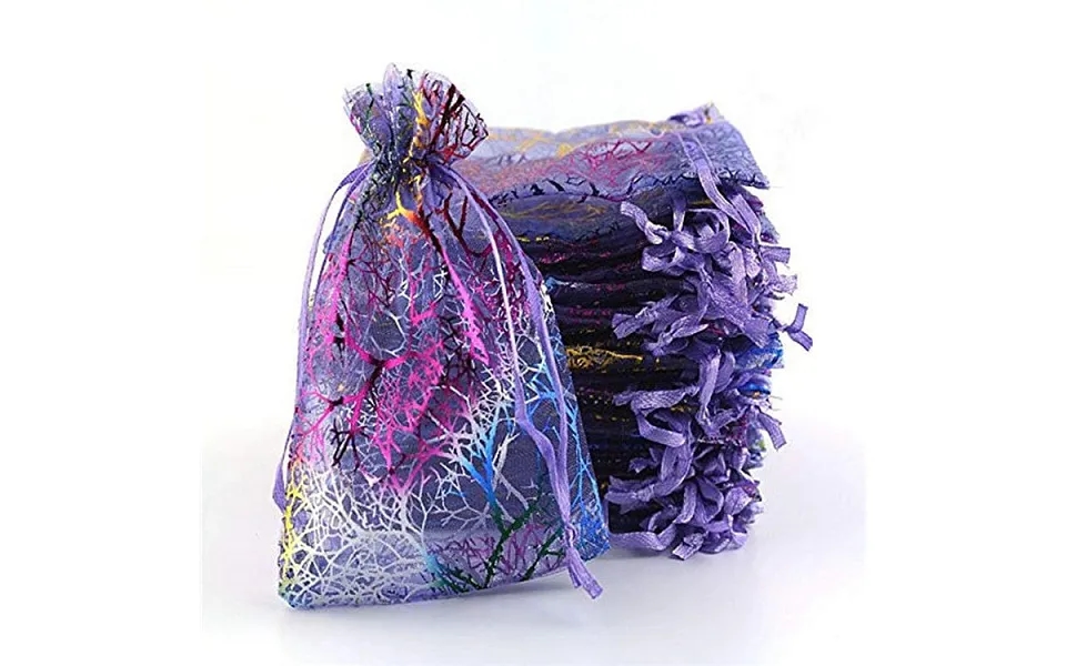 Rectangle Printed Organza Drawstring Bags