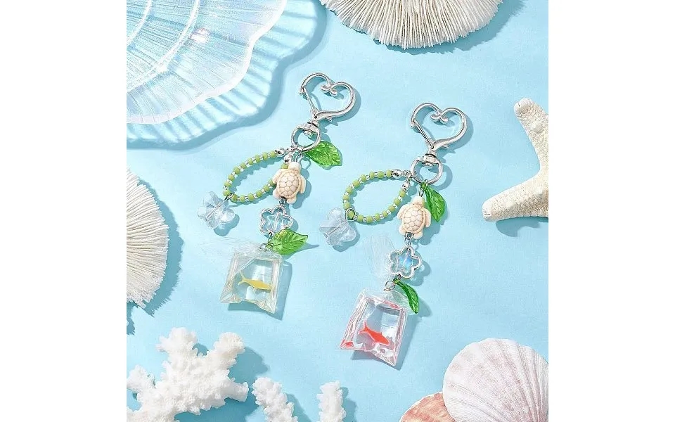 Resin Goldfish Bag & Synthetic Turquoise Tortoise Pendant Decorations