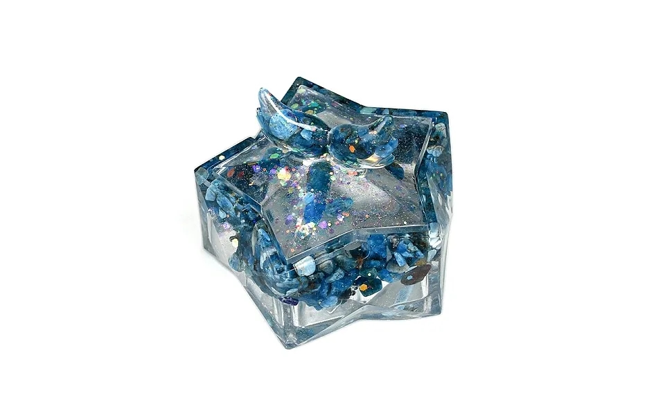 Resin Storage Box & Natural Blue Opal Chips Decorations