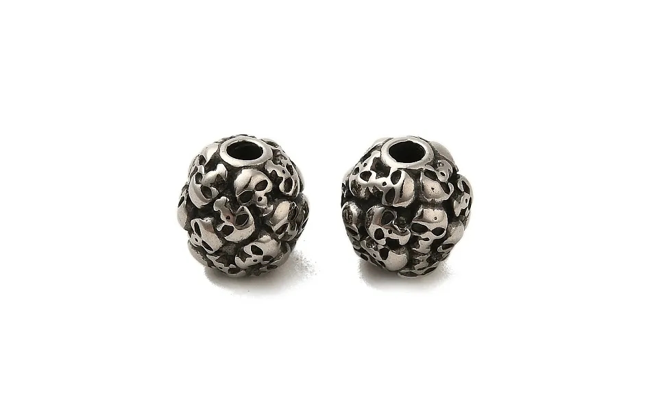 Retro Rondelle Skull 316 Stainless Steel European Large Hole Beads