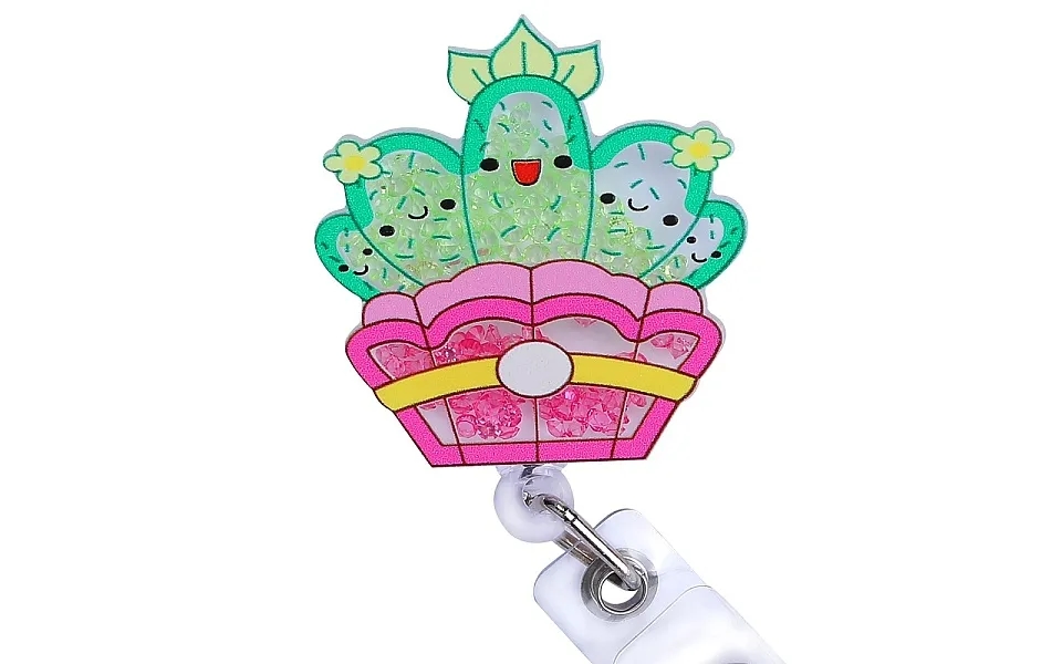 Rhinestone Quicksand Effect Acrylic & Abs Plastic Badge Reel