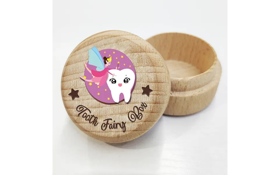 Round Beech Wooden 3d Engraved My First Tooth Fairy Box