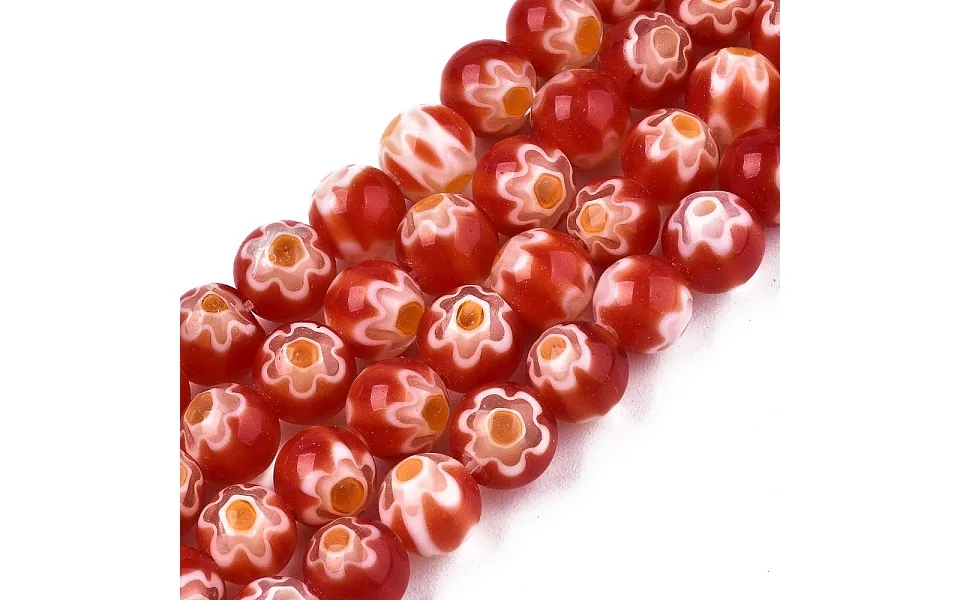 Round Millefiori Glass Beads Strands