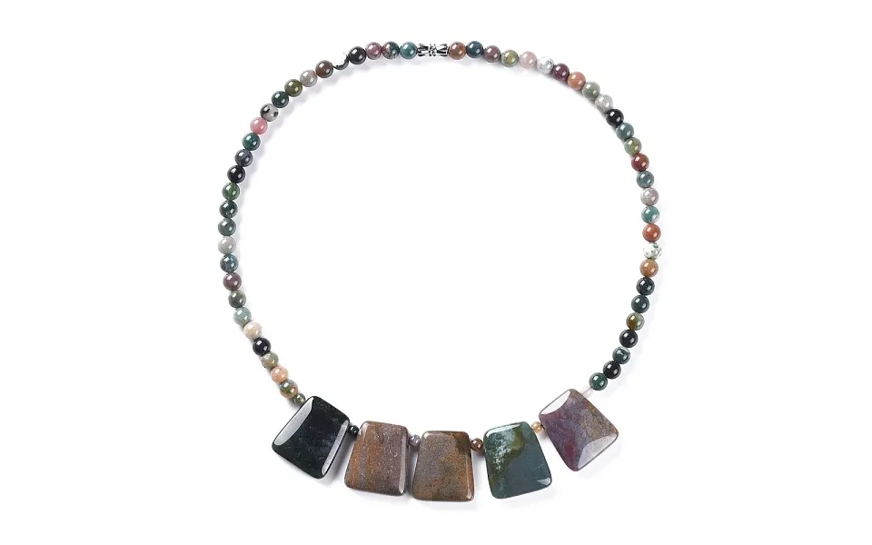 Round & Trapezoid Natural Gemstone Beaded Necklaces