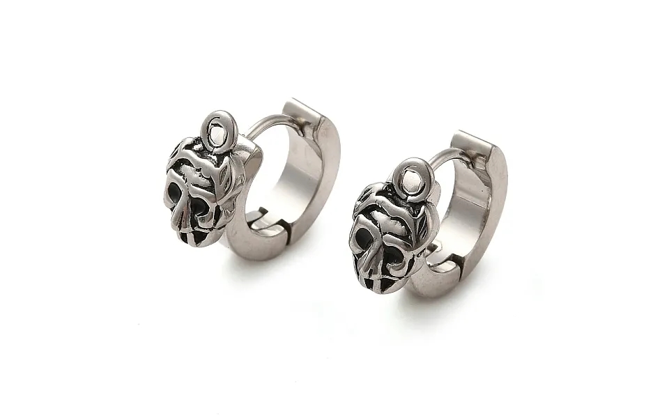 Skull Shape 304 Stainless Steel Hoop Earrings Findings
