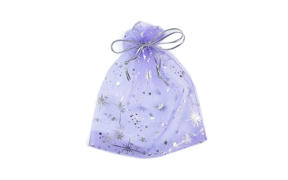 Sliver Stamping Star Organza Printed Gift Drawstring Bags