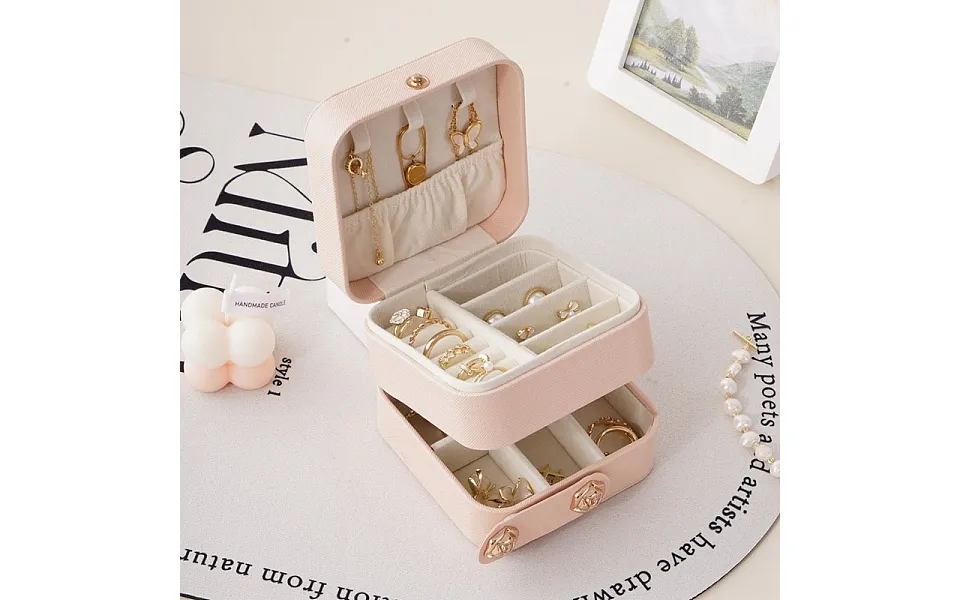 Square Double-layer Pu Leather Jewelry Storage Box