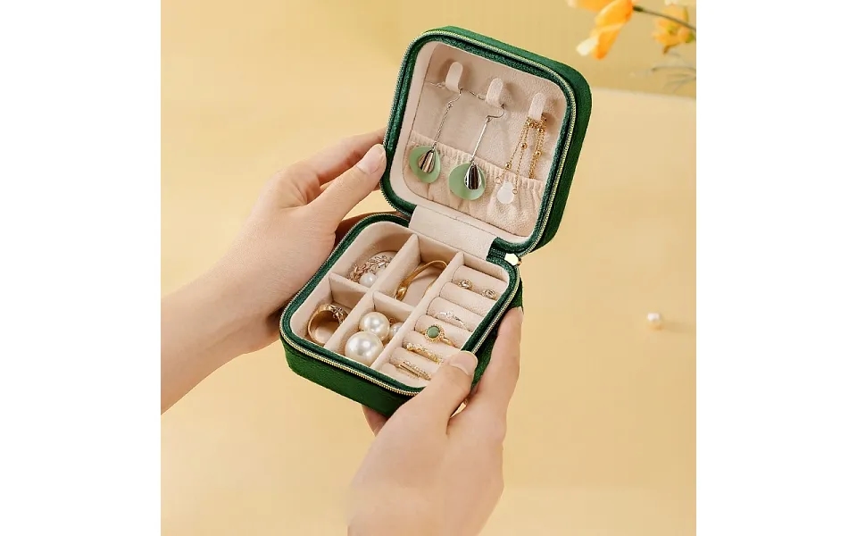 Square Mini Pu Leather Jewelry Storage Zipper Box