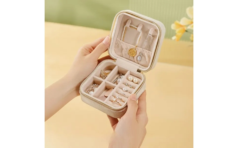Square Mini Pu Leather Jewelry Storage Zipper Box