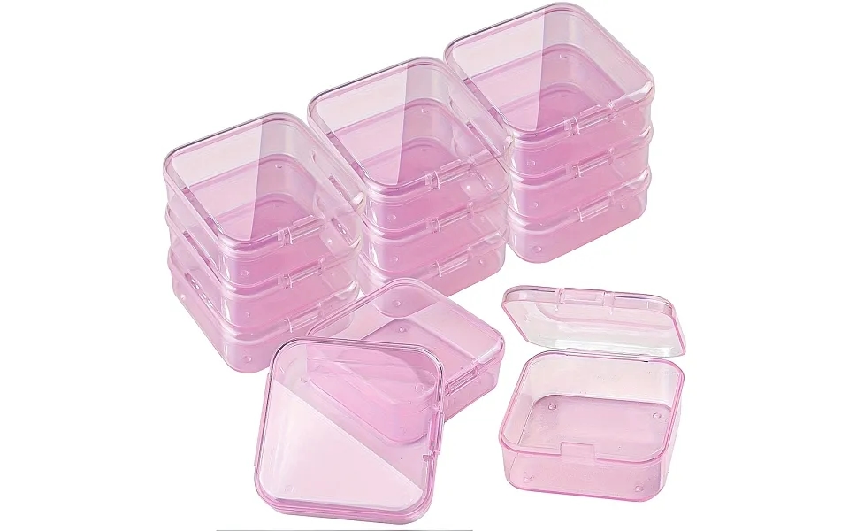Square Plastic Bead Containers With Hinged Lid