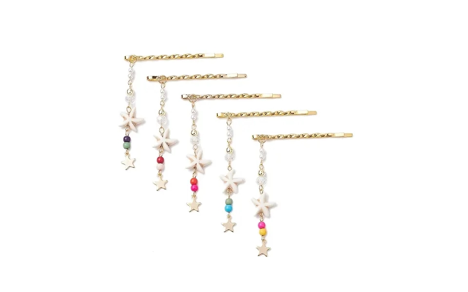 Starfish Synthetic Turquoise & Glass Beads Hair Bobby Pin