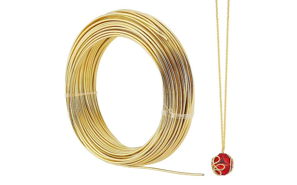 Sunnyclue 25m Aluminum Wire 1.5mm Gold Crafting Wire 15 Gauge Bendable Craft Metal Wire Jewelry Craft Wire Bendable Alum