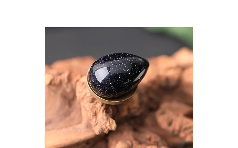 Synthetic Blue Goldstone Egg Figurines Statues For Home Office Desktop Decoration