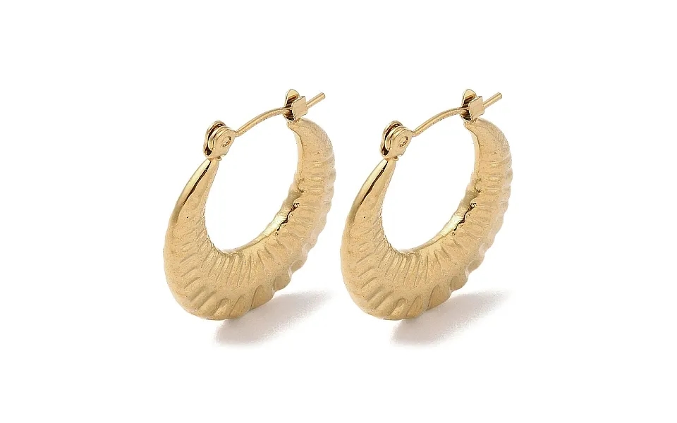 Texture Crescent Moon 201 Stainless Steel Half Hoop Earrings For Women