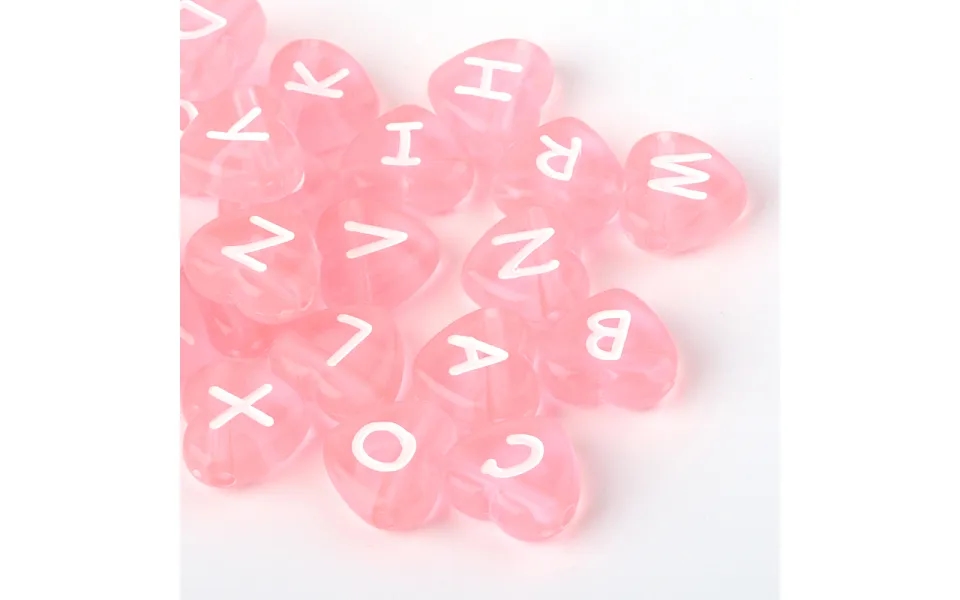 Transparent Acrylic Heart Horizontal Hole Letter Beads